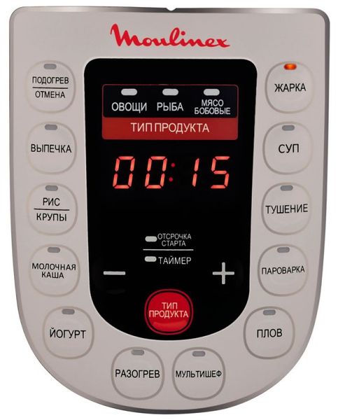 Мультиварка-скороварка Moulinex, 1000Вт, чаша-5л, кнопкове керування, пластик/метал, білий CE501134 фото