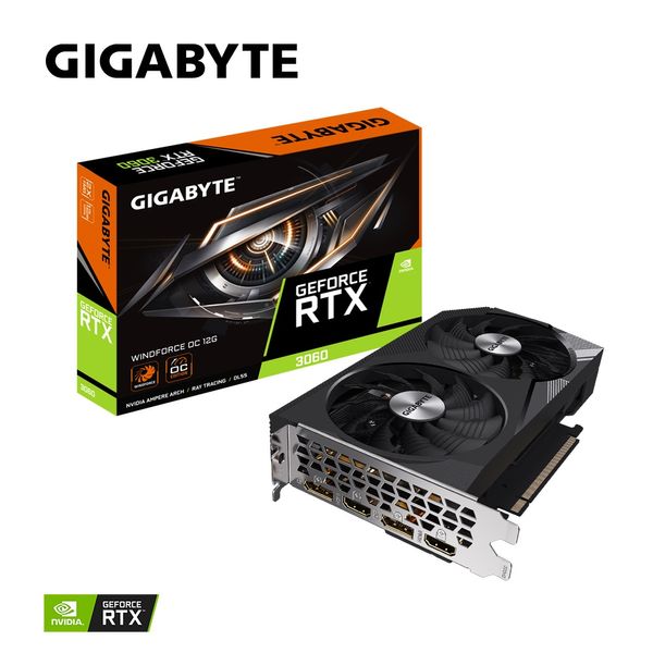 Відеокарта GIGABYTE GeForce RTX 3060 12GB GDDR6 WINDFORCE OC (GV-N3060WF2OC-12GD) GV-N3060WF2OC-12GD фото