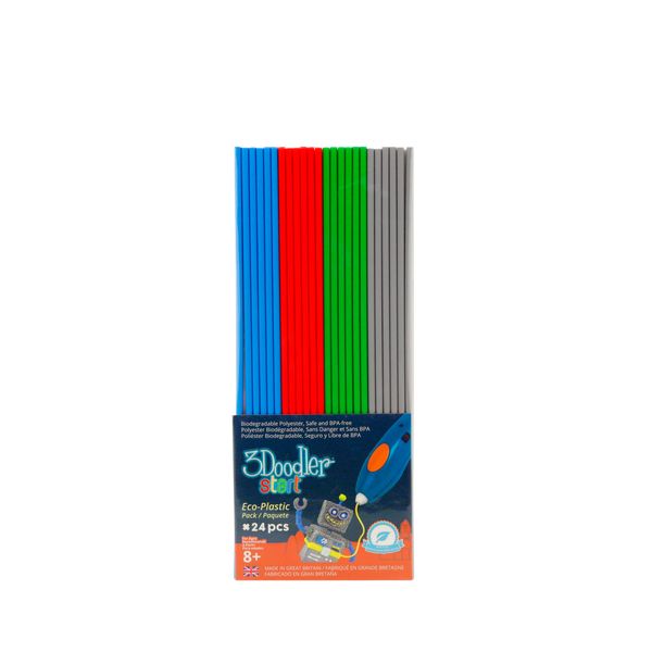 Набор стержней для 3D-ручки 3Doodler Start - МИКС (24 шт: серый, голубой, зеленый, красный) KS-3DS-ECO-MIX2-24 3DS-ECO-MIX2-24 фото