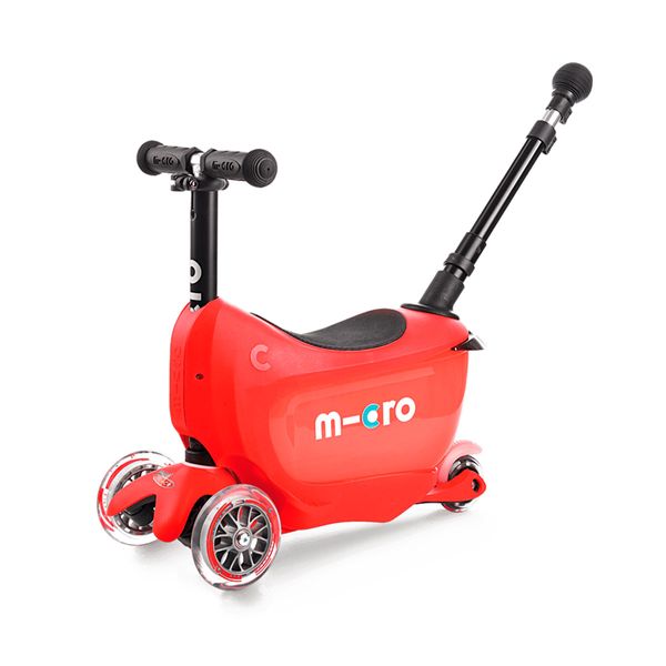 Самокат MICRO серії "Mini2go Deluxe Plus" – ЧЕРВОНИЙ (до 50 kg, до 20 kg із сидінням, трикол.) MMD032 MMD032 фото