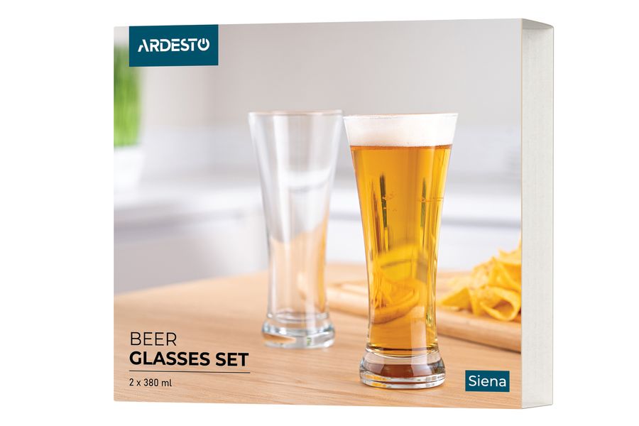 Набір келихів для пива Ardesto Siena 380 мл, 2 шт, скло (AR2638BS) AR2638BS фото
