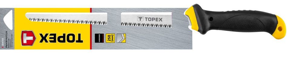 Ножівка по гіпсокартону TOPEX, тримач пластмаса, 8TPI, лезо 250 мм, 390 мм (10A719) 10A719 фото