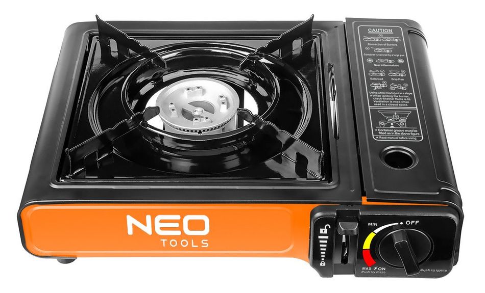 Плитка газовая портативная Neo Tools, 2.1кВт, пьезорозжиг, 150г/ч, кейс (20-050) - Уценка 20-050 фото