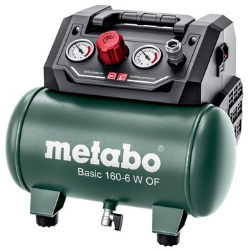 Компресор повітряний Metabo BASIC 160-6 W OF безолійний, 900Вт, 6л, 160л/хв, 8бар, 8.4кг 601501000 фото