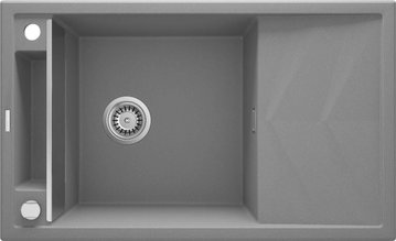 Мийка кухонна Deante Magnetic, граніт, прямокут., з крилом, 820х500х219мм, чаша - 1, накладна, сірий - Уцінка ZRM_S113 фото