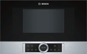 Мікрохвильова піч Bosch вбудовувана, 21л, електр. управл., 900Вт, дисплей, інвертор, нерж BFL634GS1 фото