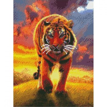 Алмазна мозаїка "Тигр у променях сонця" Strateg 30х40 см (HX044) HX044 фото