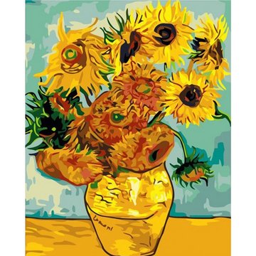 Картина по номерам. Букеты "Подсолнухи Ван Гог" , 40х50 см (KHO098) KHO098 фото