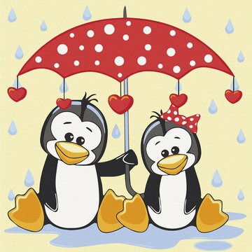 Картина за номерами. Art Craft "Пінгвіни під парасолькою" 30х30 см (15543-AC) 15543-AC фото