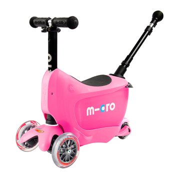 Самокат MICRO серії "Mini2go Deluxe Plus" - РОЖЕВИЙ (до 50 kg, до 20 kg з сидінням, триколісний) MMD033 MMD032 фото