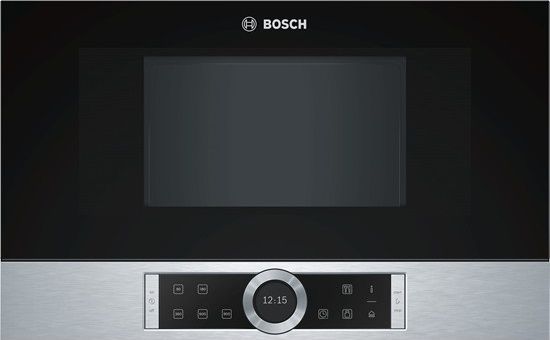 Мікрохвильова піч Bosch вбудовувана, 21л, електр. управл., 900Вт, дисплей, інвертор, нерж (BFL634GS1) BFL634GS1 фото