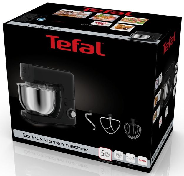 Кухонна машина Tefal MASTERCHEF ESSENTIAL, 800Вт, чаша-метал, корпус-метал+пластик, насадок-3, чорний (QB15E838) QB15E838 фото