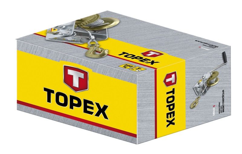 Лебедка канатная TOPEX, с храповым тормозом, до 0.55 т, трос 4.5мм х 10м, вес 3.75 кг (97X085) 97X085 фото