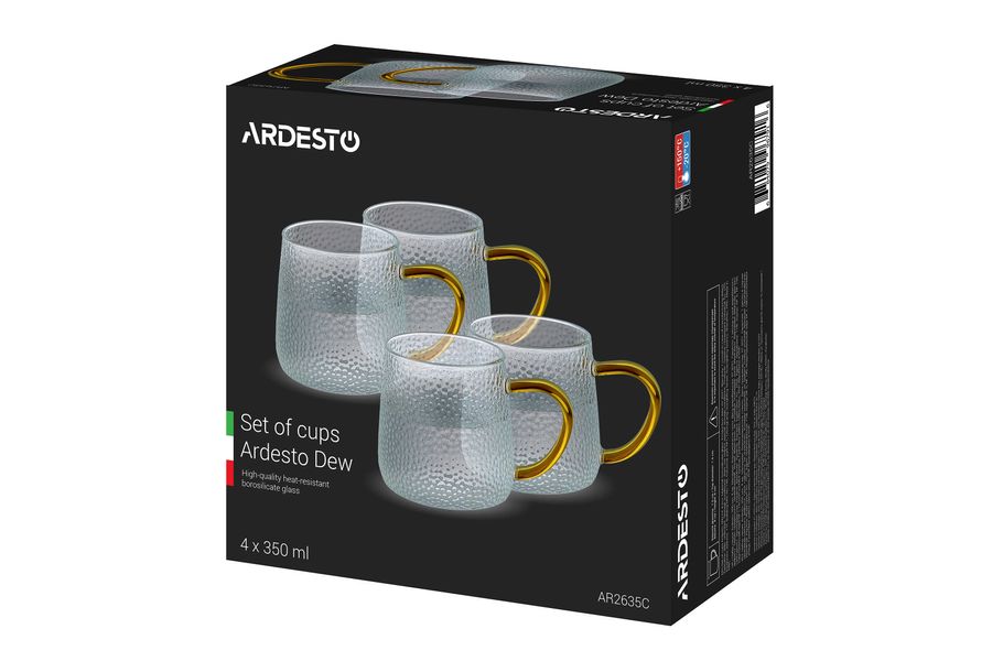 Набір чашок Ardesto Dew, 350 мл, 4 од., боросилікатне скло (AR2635C) AR2635C фото