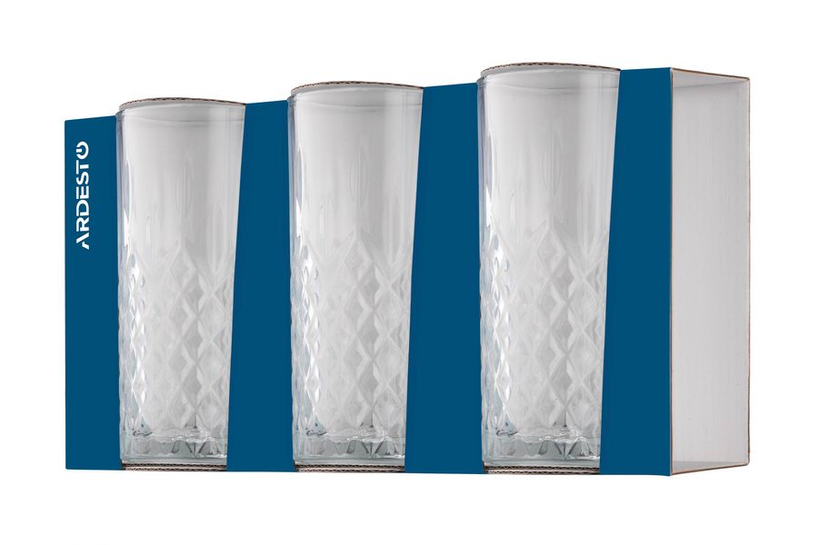 Набір склянок високих Ardesto Alba 356 мл, 3 шт., скло (AR2635AB) AR2635AB фото