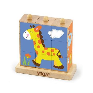 Дерев'яні кубики-пірамідка Viga Toys Звірята (50834) 50834 фото