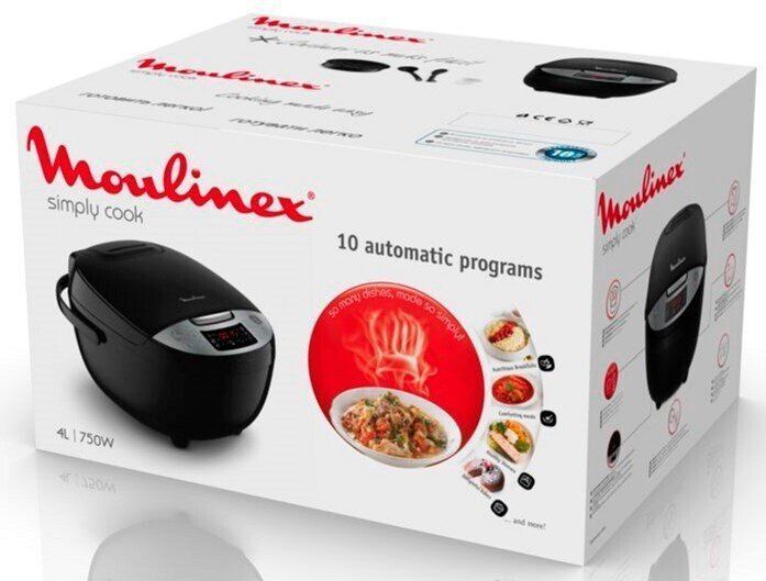 Мультиварка Moulinex Simply Cook, 750Вт, чаша-4л, кнопочное управление, пластик, черный (MK611832) MK611832 фото
