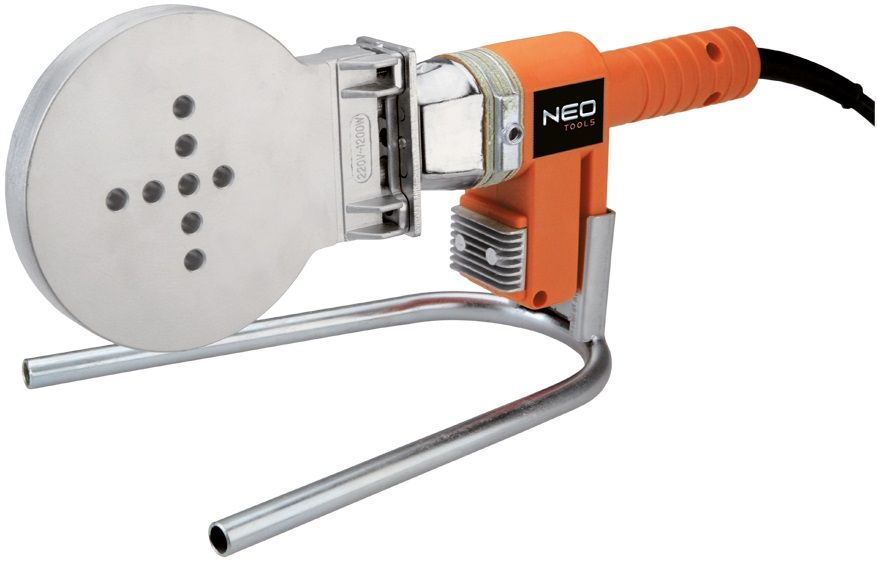 Паяльник для пластикових труб Neo Tools, 220В, 1200Вт, 260°C, насадки діаметром до 110мм (немає в комплекті), стійка, кейс 21-002 фото