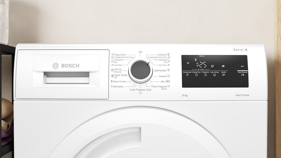 Сушильна машина Bosch тепловий насос, 8кг, A++, 60см, дисплей, білий (WTH83253BY) WTH83253BY фото