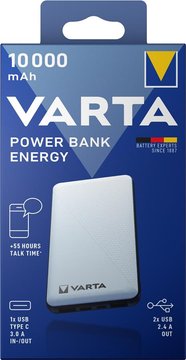 Акумулятор портативний літій-іонний Power Bank Varta ENERGY 10000mAh, White (57976101111) 57976101111 фото