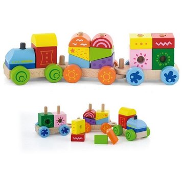 Дерев'яний поїзд Viga Toys Яскраві кубики (50534) 50534 фото