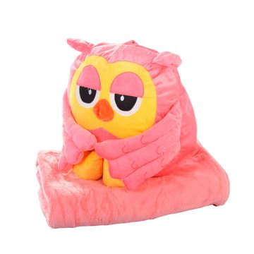 М'яка іграшка-плед P1975 сова 30 см + плед 150*115 см Рожевий (P1975(Pink)) P1975(Pink) фото