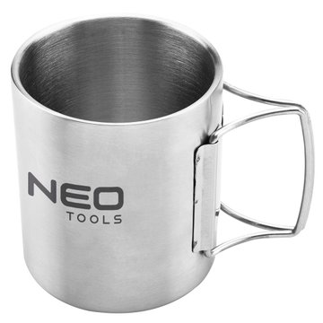 Кружка туристическая Neo Tools, 320мл, складная ручка, нержавеющая сталь, чехол, 0.15кг (63-150) 63-150 фото