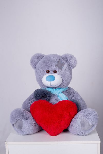 Мишка с латками плюшевый с сердцем Yarokuz Уолтер 80 см Серый (YK0123) YK0127 фото