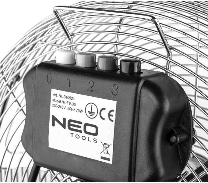 Вентилятор напольный Neo Tools, профессиональный, 50Вт, диаметр 30см, 3 скорости (кнопки), двигатель медь 100% 90-009 90-009 фото