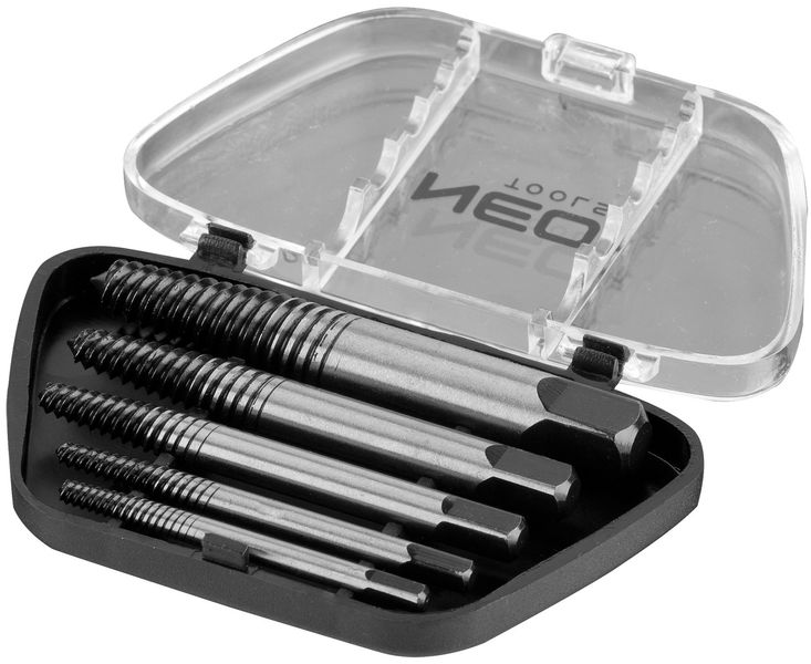 Экстракторы для сломанных винтов Neo Tools, набор 5шт, для винтов М3-18мм, CrMo, футляр (09-615) 09-615 фото