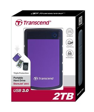 Портативний жорсткий диск Transcend 2TB USB 3.1 StoreJet 25H3 Purple (TS2TSJ25H3P) TS2TSJ25H3P фото