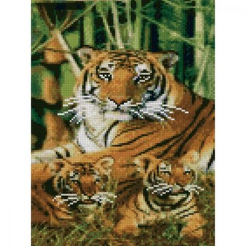 Алмазна мозаїка "Тигри серед бамбука" Strateg 30х40 см (HX068) HX068 фото
