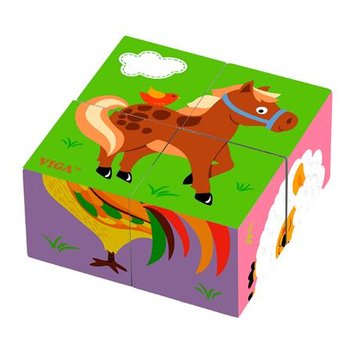 Дерев'яні кубики-пазл Viga Toys Фермерські звірята (50835) 50835 фото