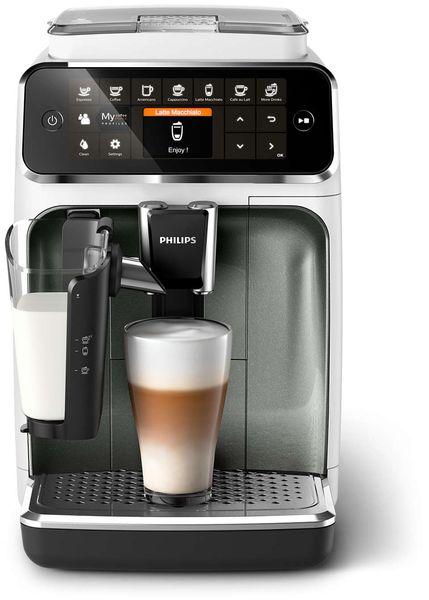 Кофемашина Philips Series 4300, 1.8л, зерно+молотая, автомат.капуч, аторец-8, белый EP4343/70 - Уцінка EP4343/70 фото