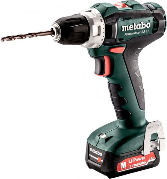 Шурупокрут-дриль акумуляторний Metabo PowerMaxx BS 12, 12В 2х2.0Аг, 17/40Нм, 0-360/01400об/хв, 1.1кг (601036500) 601036500 фото