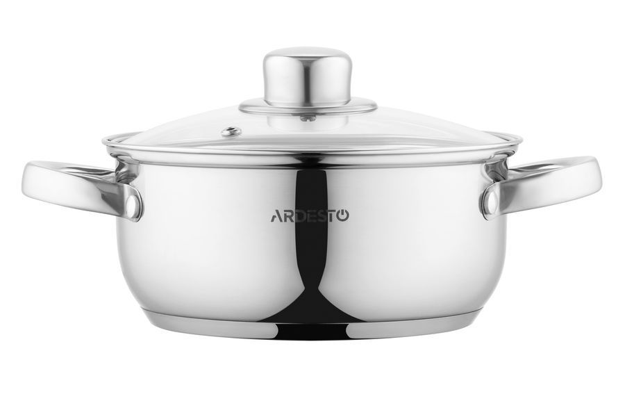 Кастрюля Ardesto Gemini Gourmet Aosta, стеклянная крышка, 1.8 л, нержавеющая сталь (AR1918BC) AR1918BC фото