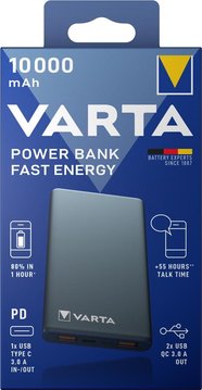 Акумулятор портативний літій-іонний Power Bank Varta Fast Energy 10000mAh Gray (57981101111) 57981101111 фото