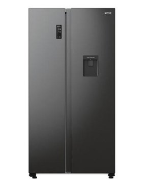 Холодильник SBS Gorenje, 179х67х92см, 2 двері, 353(191)л, А++, NF+, Інв., Зона св-ті, диспенсер, генератор льоду, Зовн. Диспл, чорний NRR9185EABXLWD NRR9185EABXLWD фото