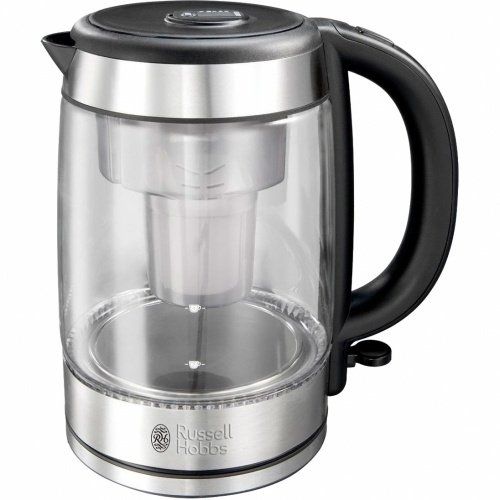 Електрочайник Russell Hobbs Glass, 1.7л, скло, підсвічування, сріблясто-чорний (21600-57) 21600-57 фото