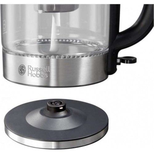 Электрочайник Russell Hobbs Glass, 1.7л, стекло, подсветка, серебристо-черный (21600-57) 21600-57 фото