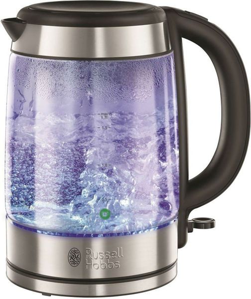 Електрочайник Russell Hobbs Glass, 1.7л, скло, підсвічування, сріблясто-чорний (21600-57) 21600-57 фото