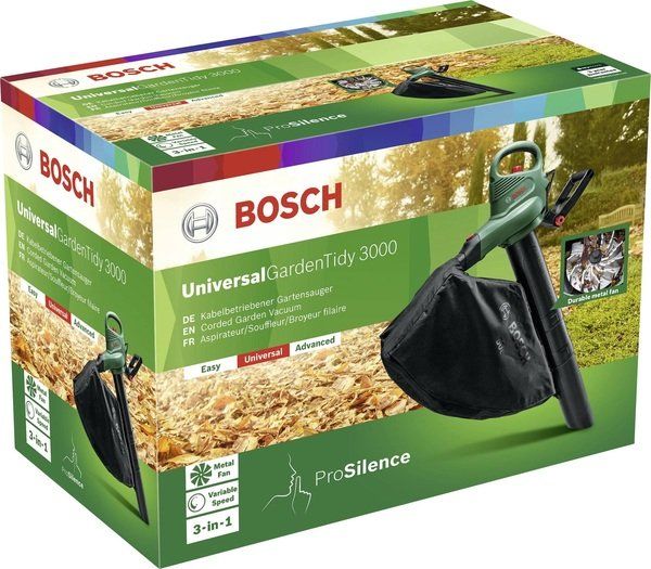 Пылесос садовый Bosch Universal GardenTidy 3000, 3000Вт, мешок 50л, 576 куб/ч, 3.4кг 0.600.8B1.001 - Уцінка 0.600.8B1.001 фото