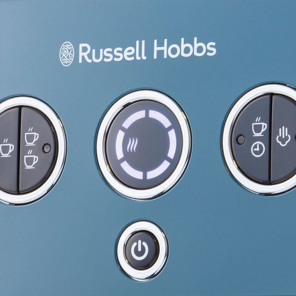 Кофеварка Russell Hobbs рожковая Distinctions Ocean, 1.1л, молотая + чалды, сине-серебристый (26451-56) 26451-56 фото