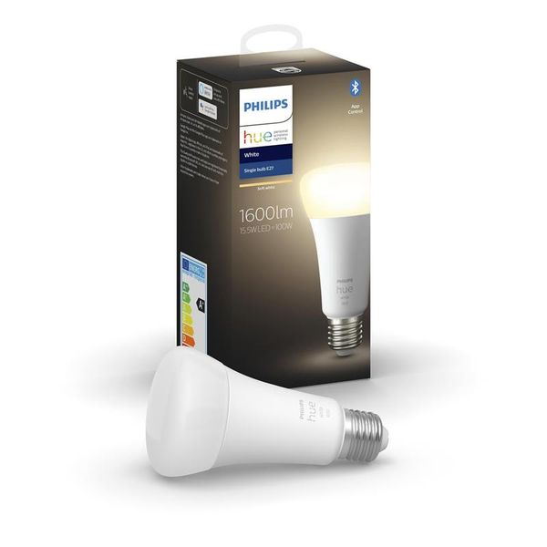 Лампа розумна Philips Hue E27, 15.5W (100Вт), 2700K, White, ZigBee, Bluetooth, димування (929002334903) 929002334903 фото