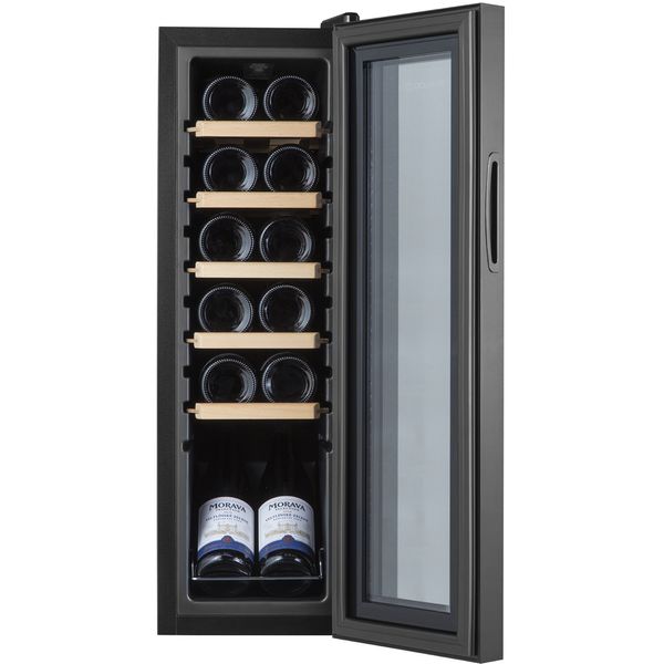 Холодильник Philco для вина, 79.5х25.2х45, холод.відд.-32л, зон - 1, бут-12, диспл, підсвітка, чорний PW12KF PW12KF фото