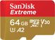 Карта пам'яті SanDisk microSD 64GB C10 UHS-I U3 R170/W80MB/s Extreme V30 + SD (SDSQXAH-064G-GN6MA)