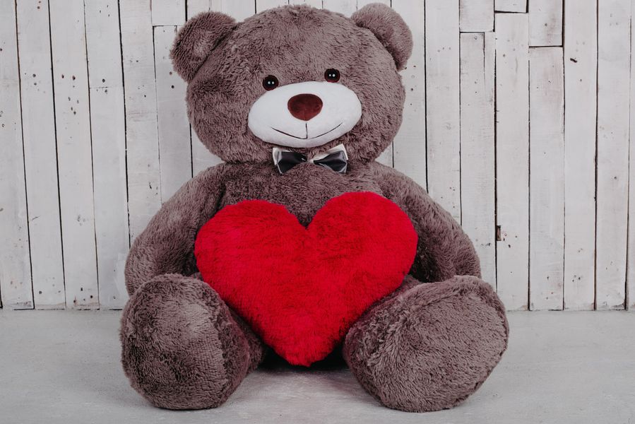 Большой плюшевый медведь с сердцем Yarokuz Джеральд 165 см Капучино (YK0059) YK0057 фото