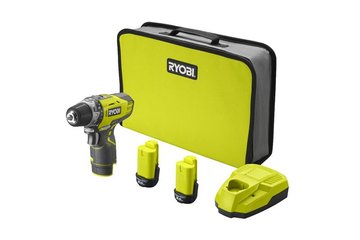 Шуруповерт-дрель RYOBI ONE+ R12DD-220S, 12В, 30Нм, 2скорости, 2х2.0Ач+сумка (5133005063) 5133005063 фото