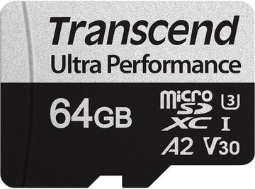 Карта пам'яті Transcend microSD 64GB C10 UHS-I U3 A2 R160/W80MB/s + SD (TS64GUSD340S) TS64GUSD340S фото