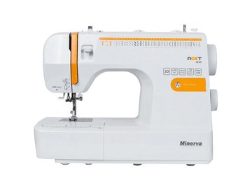 Швейная машина МИНЕРВА NEXT 363D, электромех., 85Вт, 36 шв.оп., петля полуавтомат, белый + оранжевый NEXT363D - Уцінка NEXT363D фото